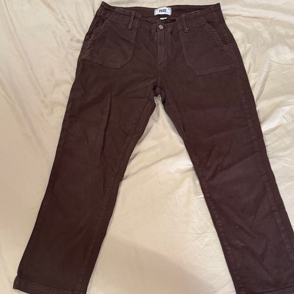 PAIGE Women's Brown Straight-Leg Chinos